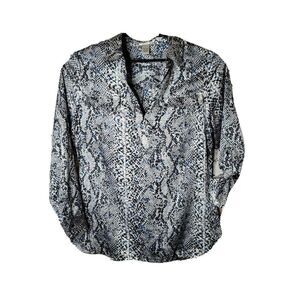 Cache Women's Black Snake Skin Blouse Shirt Size Large t33